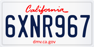 CA license plate 6XNR967