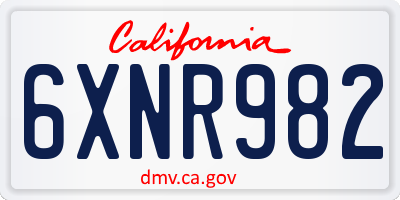CA license plate 6XNR982