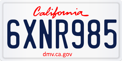 CA license plate 6XNR985