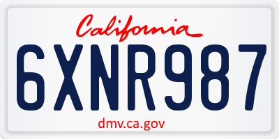 CA license plate 6XNR987