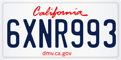CA license plate 6XNR993