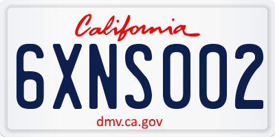 CA license plate 6XNS002