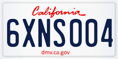 CA license plate 6XNS004
