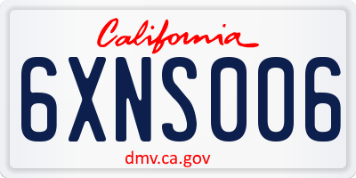 CA license plate 6XNS006