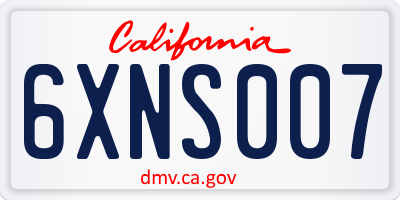 CA license plate 6XNS007