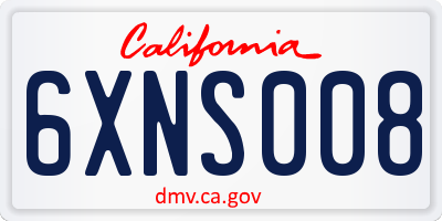 CA license plate 6XNS008