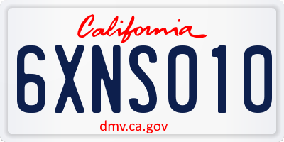 CA license plate 6XNS010