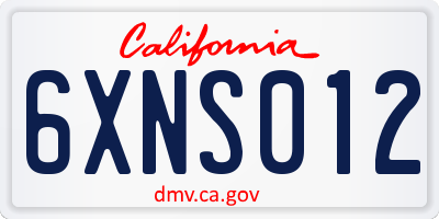 CA license plate 6XNS012