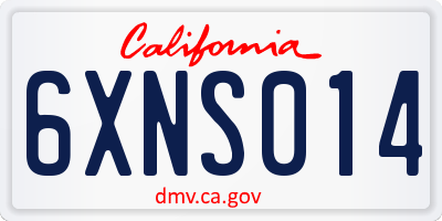 CA license plate 6XNS014