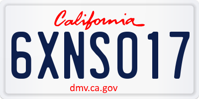 CA license plate 6XNS017