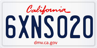 CA license plate 6XNS020