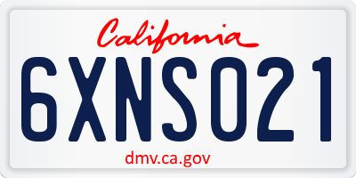 CA license plate 6XNS021