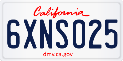 CA license plate 6XNS025