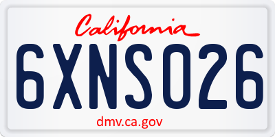 CA license plate 6XNS026