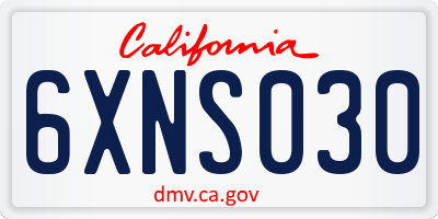 CA license plate 6XNS030