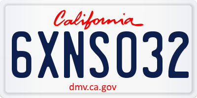 CA license plate 6XNS032