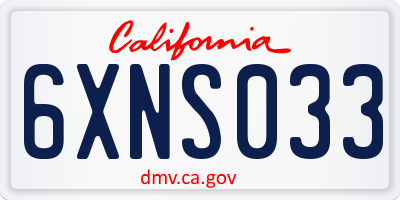 CA license plate 6XNS033