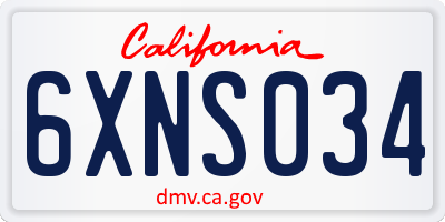 CA license plate 6XNS034