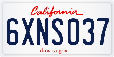 CA license plate 6XNS037