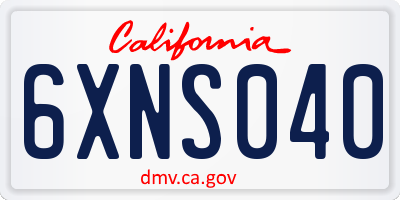 CA license plate 6XNS040