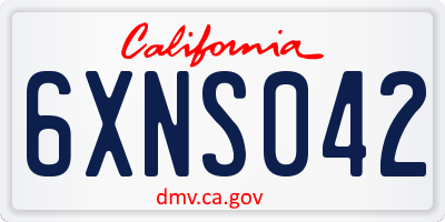 CA license plate 6XNS042