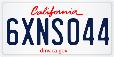 CA license plate 6XNS044