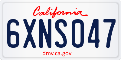 CA license plate 6XNS047