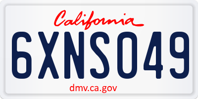 CA license plate 6XNS049