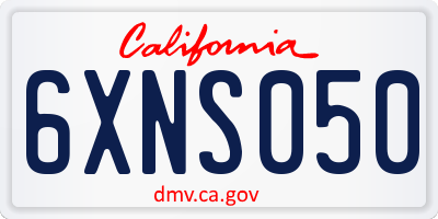 CA license plate 6XNS050