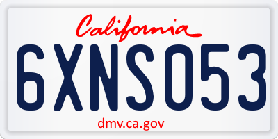CA license plate 6XNS053