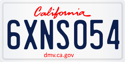 CA license plate 6XNS054