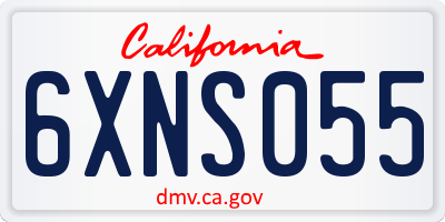 CA license plate 6XNS055