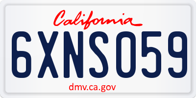 CA license plate 6XNS059