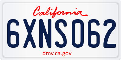 CA license plate 6XNS062