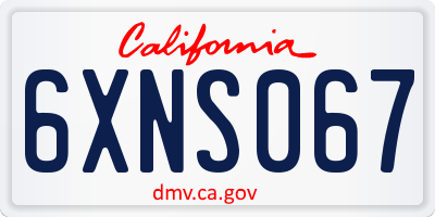 CA license plate 6XNS067