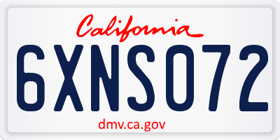 CA license plate 6XNS072