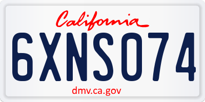 CA license plate 6XNS074