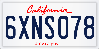 CA license plate 6XNS078