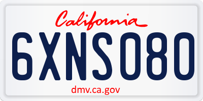 CA license plate 6XNS080