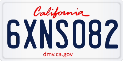 CA license plate 6XNS082