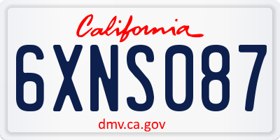 CA license plate 6XNS087
