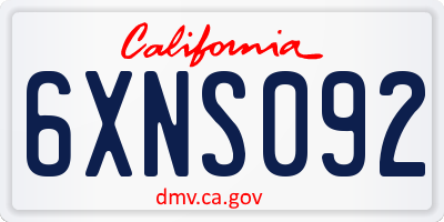 CA license plate 6XNS092