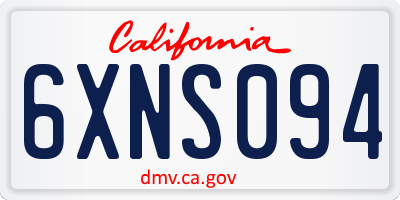 CA license plate 6XNS094