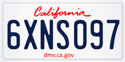 CA license plate 6XNS097