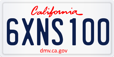 CA license plate 6XNS100