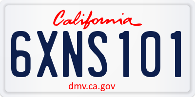 CA license plate 6XNS101