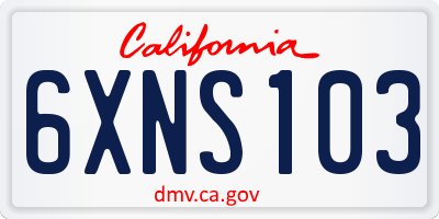 CA license plate 6XNS103
