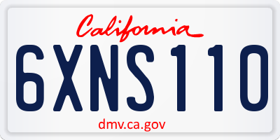 CA license plate 6XNS110