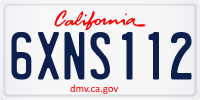 CA license plate 6XNS112