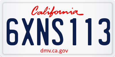 CA license plate 6XNS113